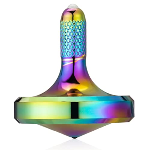LOQATIDIS Peonza giratoria de Metal de precisión, Perfectamente equilibrada, Rotación Suave, Tiempo de rotación prolongado, Más de 10 Minutos fácilmente, Juguete EDC portátil (S / Iridiscente) Cover