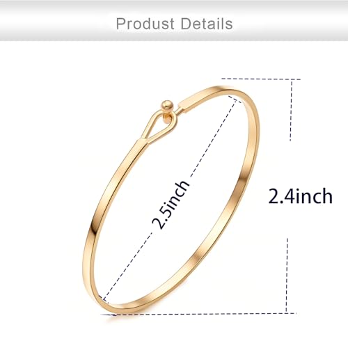Dainty Gold Bar Bracelet for Women Simple Delicate Thin Cuff Bangle Hook Bracelet 18K Gold Plated Handmade Minimalist Jewelry2