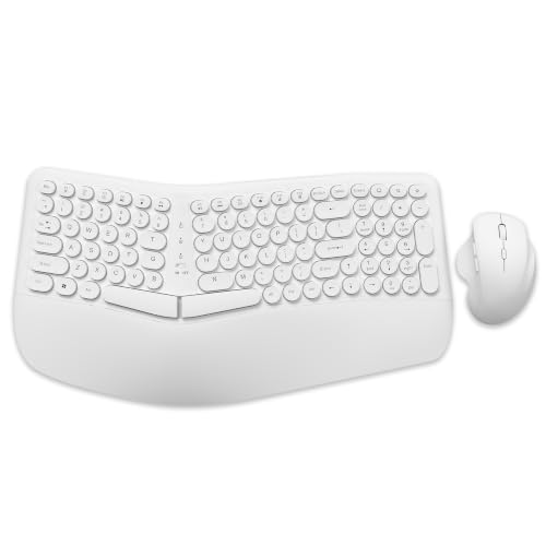 Image of ANT Master 80 Wireless Keyboard and Mouse Combo, Full-Size 101-Key Keyboard, 2.4G + Bluetooth, Rechargeable, 800 /1200 /1600 DPI 6D Mouse, USB Receiver, Windows /Linux, White