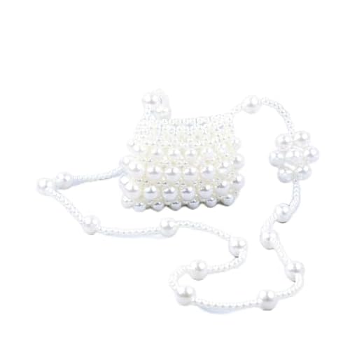 SHESRA Bolsa de ombro feminina de pérolas de luxo para mulheres, bolsas feitas à mão, bolsa tiracolo com contas, bolsa para noite, festa de casamento, presentes de festa de casamento 97, Branco