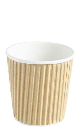 Thali Outlet - 100 x Kraft 4oz Ripple 3 Ply Insulated Paper Cups For Tea Coffee Espresso Hot Drinks