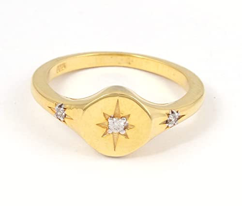 Sterling Silver Signet Ring, CZ Ring, North Star Ring, Polaris Ring, Unique Silver Ring, Star Signet Ring, Starburst Ring, Celestial Ring2