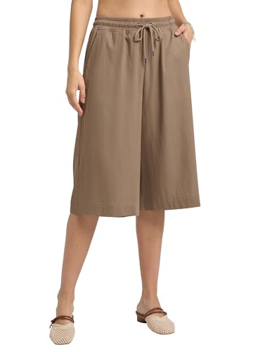 Linen Capri Pants for Women Elastic Waist Drawstrings Casual Wide Leg Linen Pants Women with Pockets2