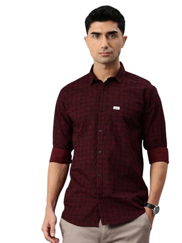 Image of Majestic Man Cotton Checkered Slim Fit Casual Shirt For Men