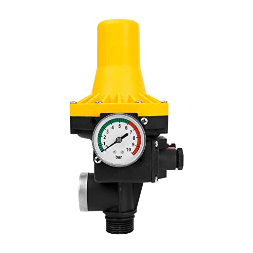 Lospitch Pressostat Pompe Eau 10bar, Pressostat électrique, Mise en marche et arrêt automatiques,Mise en marche et arrêt automatiques, Jaune