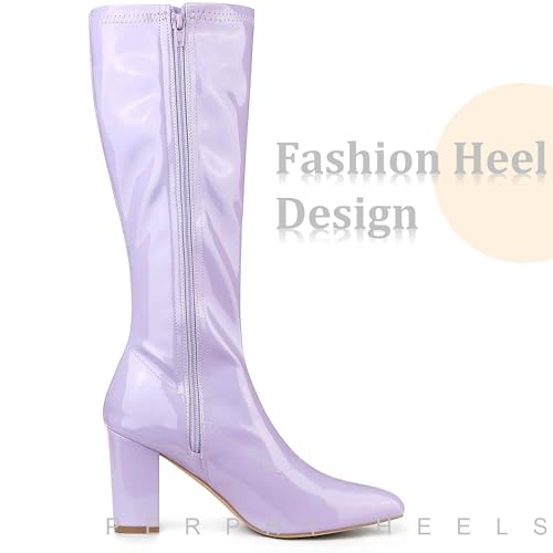 Perphy Go Go Boot Patent Leather Chunky Heels Knee High Boots for Women4