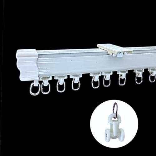 Image of Jangirh Jambo Silent /M Track Curtain Channel for Windows /Door /Office 10 Feet Wall Fit, Complete Set with Runners, Hooks, End Caps, Wall Brackets, Screws & Wall Plugs, White inch (10 FEET (5+5))