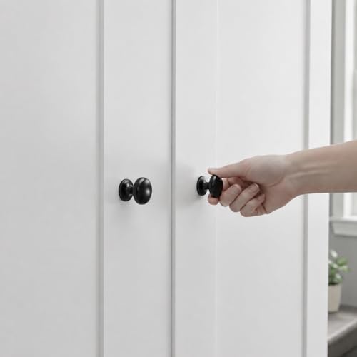 Image of trust4care 2-Pack Matte Black Wide Base Bifold Closet Cabinet Knobs Pulls