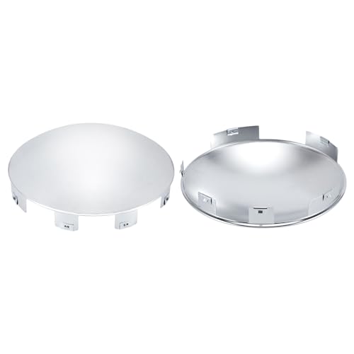 Cabtherlyn Chrome Hub Cap Covers for Semi Truck 6 Uneven Notched - for Front Wheel 8.9 Hub Caps Lip 0.9 with Pre-Installed Clips Dome Metal for Semi Truck Hub Caps 2Pack