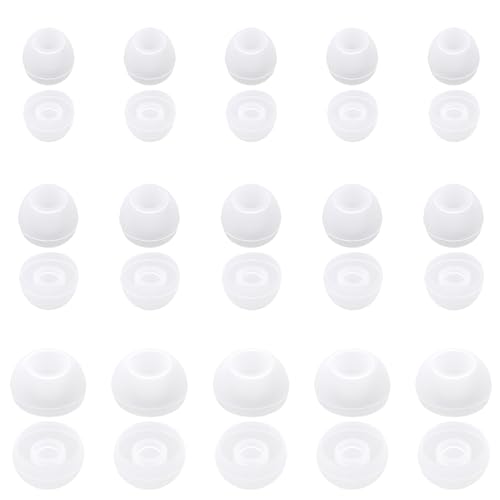 30 unidades de auriculares de silicona blanca de repuesto para los oídos cómodos compatibles con la mayoría de los auriculares intraurales (3 tamaños)