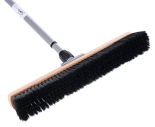 BawiTec Qualitäts Kehrbesen, Saalbesen, 50cm Breit/Lang, weiche Schwarze Kunsthaar-Borsten, mit Metall-Teleskopstiel verstellbar ausziehbar, Besen mit Stiel Besenstiel für Haushalt Büro, Lager usw. – Bild 3