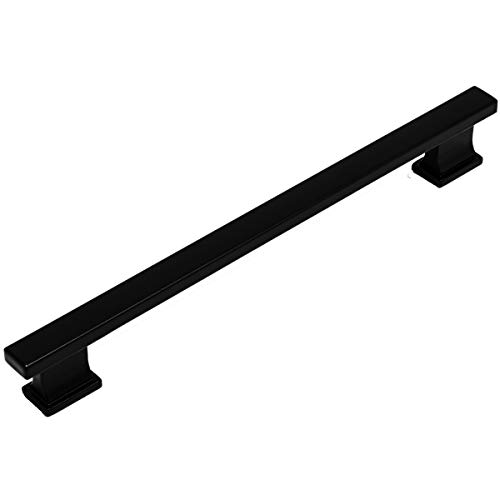 10 Pack - Cosmas 702-192FB Flat Black Contemporary Cabinet Hardware Handle Pull - 7-1/2" Inch (192mm) Hole Centers