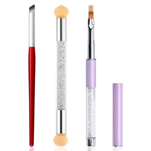 YECIRALA 3Pcs Ombre Nail Brush Set Nail Art Sponges Gradient Painting Brush Pens For Nail Designs Brushes Set UV Gel Nails Gradient Color Ombre Nail Art Brushes For Women Manicure Tools