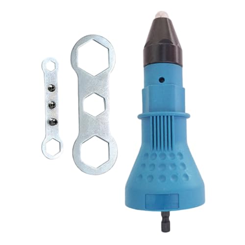 Accesorio de taladro de remaches, adaptador de pistola remachado con hexadecimaltación de perforación eléctrica de acero de aleación con remachado, azul