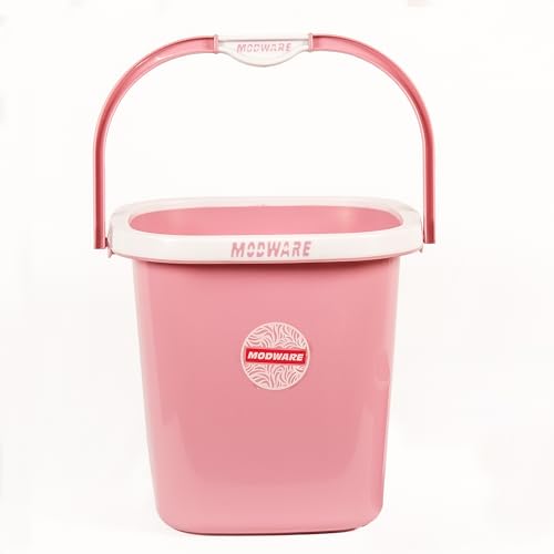Image of MODWARE Premium Orchid Bucket and 1L Mug Set, 20 litres, Polypropylene, Square, Lightweight, Durable, 2 Pieces (Pink)