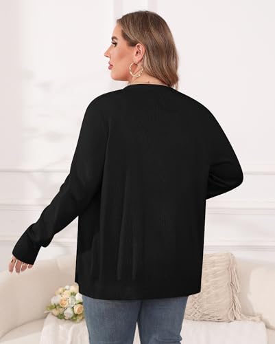 TIANZHU Plus Size Cardigan for Women Button Open Front Long Sleeve V Neck Comfy Lightweight Sweaters XL-4XL4