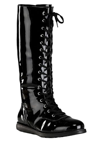 Bottes en cuir synthétique verni noir pour tenue de lutte adulte