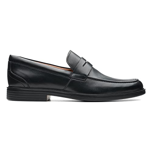 Image of Clarks Mens Un Aldric Step Black Leather Formal Shoes