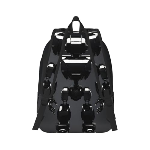 Sac à dos de randonnée léger avec imprimé robot noir et bretelles confortables