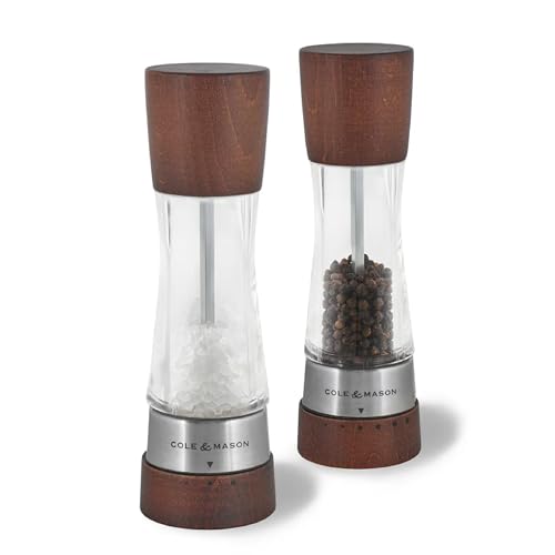 Cole & Mason Derwent Salt and Pepper Grinder Set - Refillable Salt & Pepper Grinder Set with Gourmet Precision Mechanisms - Kitchen Accessories for Cooking - Gift Set, Forest Wood