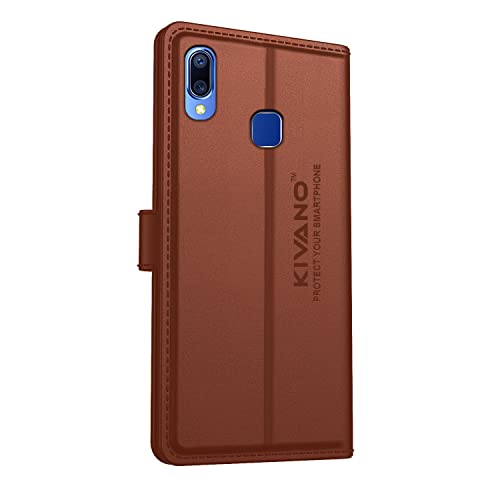 Image of Compatible with Vivo Y95 / Vivo Y93 / Vivo Y91 Flip Cover | Leather Finish | Inside Pockets & Inbuilt Stand | Shockproof Wallet Style Magnetic Closure Back Cover Case