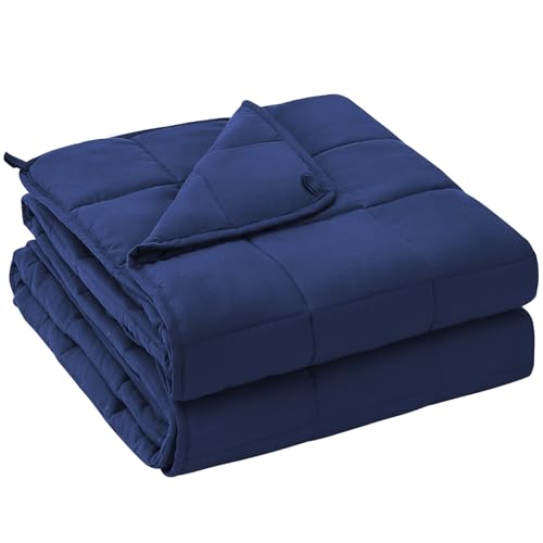 yescool Weighted Blanket for Adults (17 lbs, 60" x 80", Blue) Cooling Heavy Blanket for Sleeping Perfect for 110-130 lbs, Queen Size Breathable Blanket with Premium Glass Bead, Machine Washable