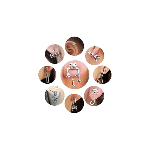 9 Pairs Gothic Skeleton Octopus Frog Unique Earrings for Women Men Vintage Dangle Earrings Scary Funny Statement Costumes Jewelry Human Skull Funny Jewelry