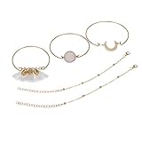 Uqiangy Bracelet 6 Pieces Moon Ethnic Fashion Ornaments Style Circle Women Bracelets Racing Earrings
