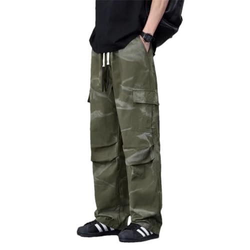 Men Wide Leg Pocket Cargo Pants Trousers Neutral Loose Casual Cotton Straight Outdoor Pants