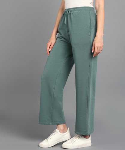 Image of Alan Jones Clothing Women's Relaxed Fit Mid Rise Solid Wide Legs Track Pant