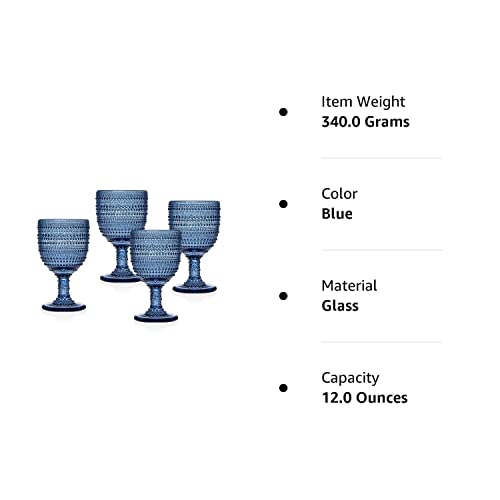 Godinger Wine Glasses Goblets, Beverage Glass Cups - Lumina Blue, Set Of 4 #TOP1