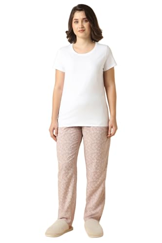 Image of Van Heusen Women's Printed Lounge Pants | Drawstrings & Side Pockets | Ultra Soft Fabric | Relaxed Fit | At home pyjamas | Everyday Comfort | Printed | Style 55306 | Available in Pack of 1 & 2
