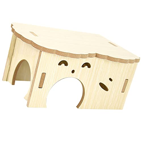 CVUTOVO Hamster Hideout House Wooden Nest Sleep Play Bite-Resistant Guinea Pig Cabin Pet Decor Easy Clean