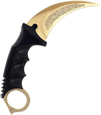 Milaloko Karambit Knife Trainer - Stainless Steel Practice Training Knife with Sheath for Beginner - 100% Safe Trainer Tool (Golden color)