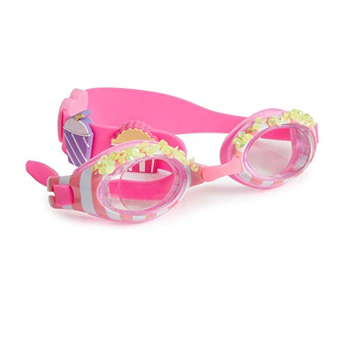 Bling 2O Kids Swimming Goggles - Pink Popcorn Swim Goggles for Girls - Anti Fog, No Leak, Non Slip, UV Protection with Hard Travel Case 8+