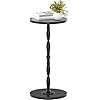 Round Side Table, Drink Table for Small Spaces, Vintage Accent Side Table, Pedestal End Tables for Bedroom, Living Room, Sofa Couch and Corners, Black