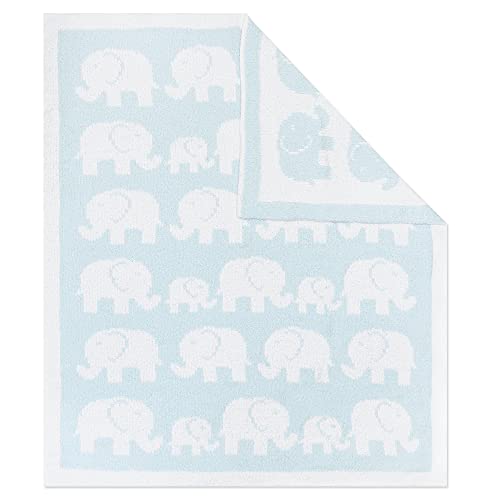 Image of Living Textiles Chenille Baby Blanket - Blue Elephant Ultra Soft, Thick, and Versatile | Warm Blanket for Newborns, Throw Blanket for Crib, Stroller Cover | Perfect Baby Gift 40 x 30 inches