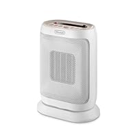De'Longhi Capsule You&Me HFXR40T20.WB, Motorized Heater, Quiet Heater with Functional Design, 24h Timer, Digital and Remote Control, Safety Thermostat, 2 Power Levels, 2000W, White/Beige