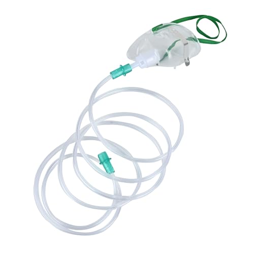Image of Oxygen Mask for Adult, Oxygen Universal Oxygen Mask with Tubing Therapy Mask, Washable, Reusable Oxygen Mask (Pack of 1)