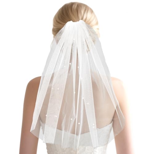 Perle Brautschleier Kurz, 50cm Weiß Schleier...
