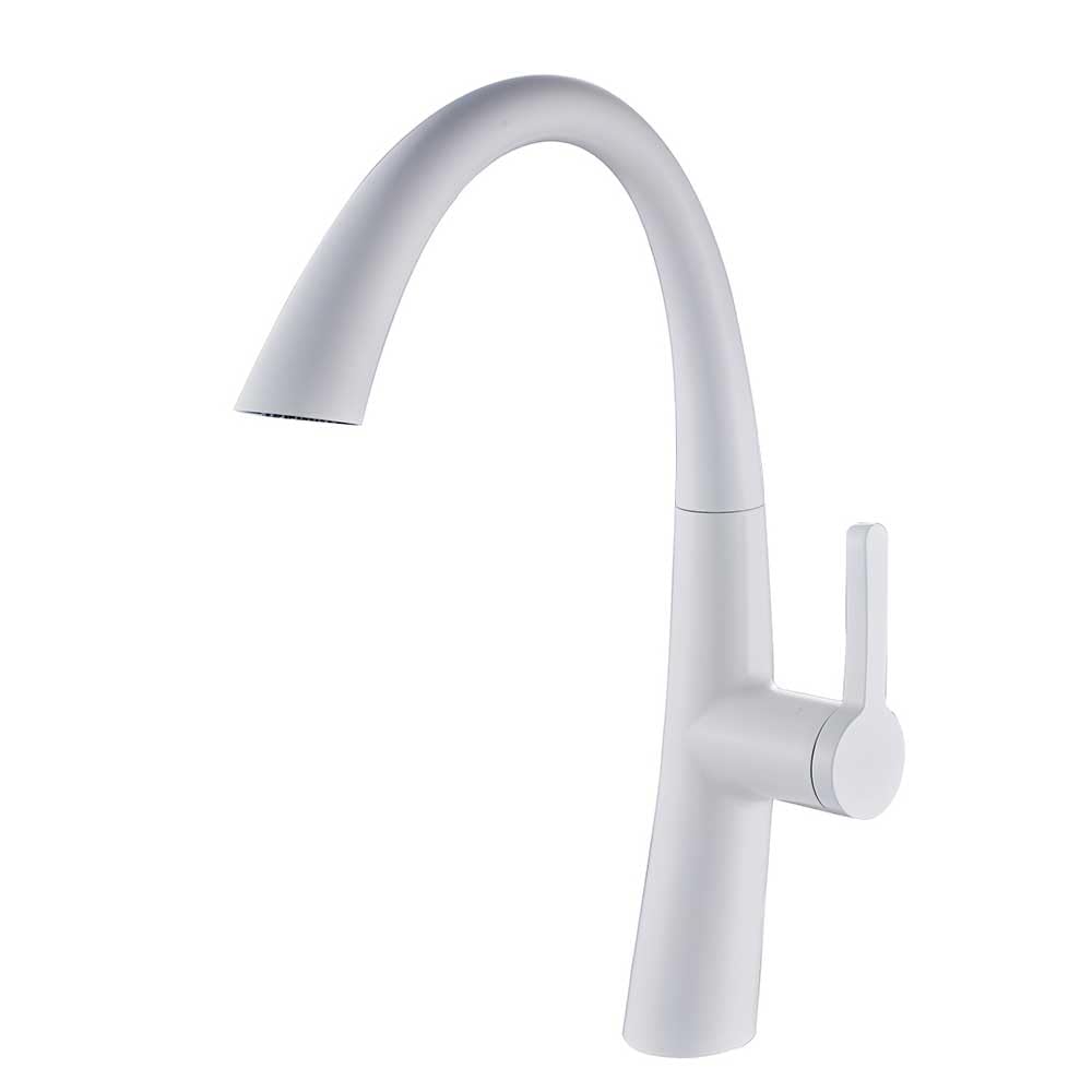 Robinet Melangeur Mitigeur de Cuisine Évier Blanc Bec Pivotante Extractible Sanlingo