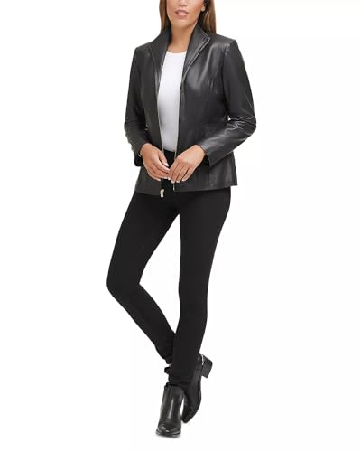Cole Haan Women's Leather Wing Collared Jacket (Standard and Plus Size)2