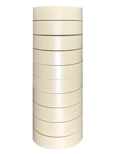 TEKHOME Nastro di carta gommata per mascheratura, verniciatura,disegno, 50m x 30mm, Torre da 10 rotoli (1torre)