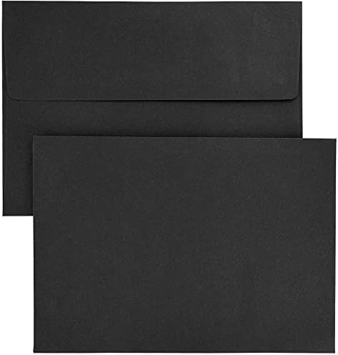50 Pack Black A7 Envelopes, 5x7 for Invitations, Wedding, Graduation, Greeting Cards, Birthday (Square Flap)