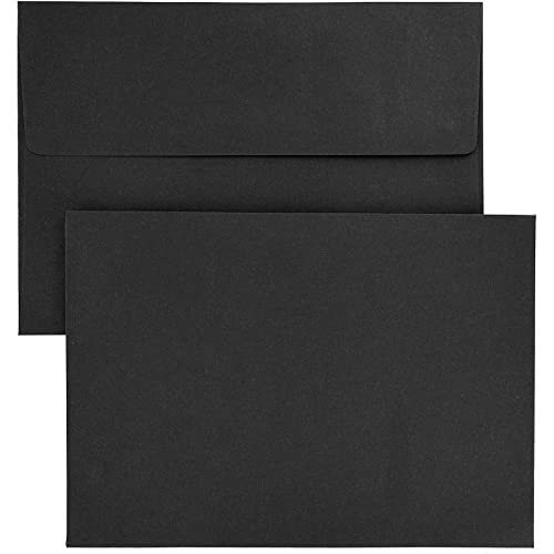 50 Pack Black A7 Envelopes, 5X7 For Invitations, Wedding, Graduation, Greeting Cards, Birthday (Square Flap) #TOP14