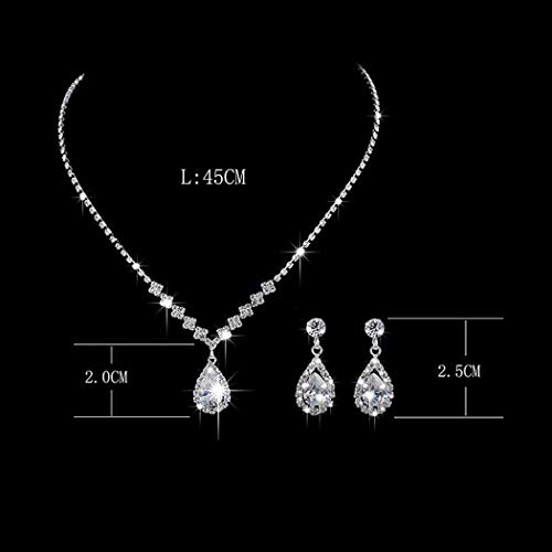 Yean Wedding Necklace Set Silver Bridal Earrings Jewelry Set Crystal Choker Necklaces for Women and Girls