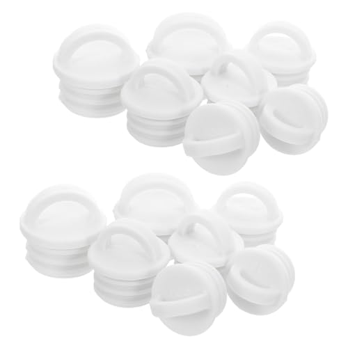 Zerodeko 14 Piezas Tapón de Drenaje de Goma Blanco con Anillo para Cubo de Fregona y Fregadero de Cocina, Instalación Rápida y Prolonga la Vida Útil del Cubo