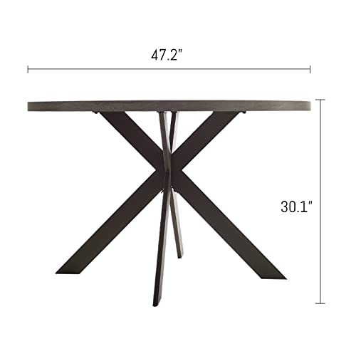 47-Round-Dining-Table-Set-Mid-Century-Modern-Round-Dining-Table-for-4-6-Person-Steel-Legs-Leisure-Coffee-Table-for-Kitchen-Dining-Room-Save-Space 47 Round Dining Table Set Mid Century Modern Round Dining Table for 4 6 Person Steel Legs Leisure Coffee Table for Kitchen Dining Room Save Space