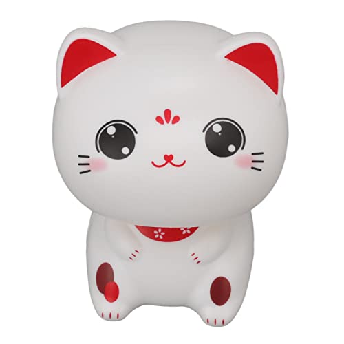 Cocoarm Gato de la Suerte con Movimiento de Cabeza a Energía Solar Figura de Gato de la Suerte Decoración de Plástico con Sensor de Luz Integrado, para Escritorio de Oficina Ventana (con ojos grandes)