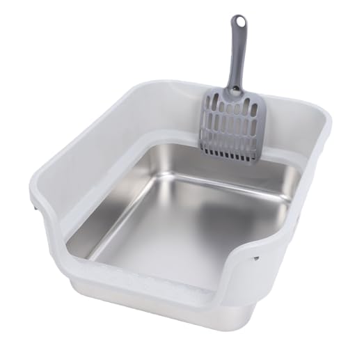 Arenero para gato de acero inoxidable extra grande con lados altos miniatura 4